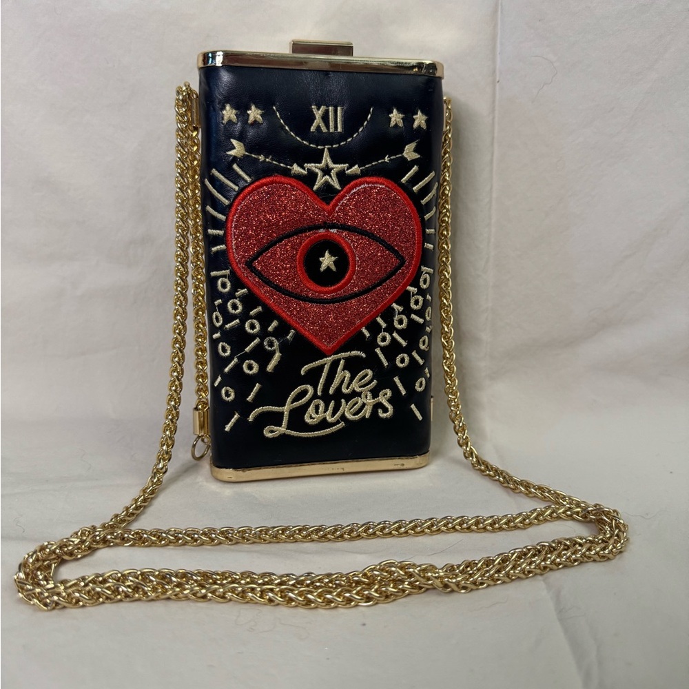 “The Lovers” Tarot Clutch with Gold Chain